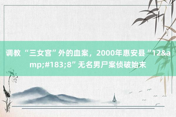 调教 “三女宫”外的血案，2000年惠安县“12&#183;8”无名男尸案侦破始末